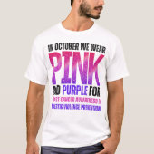 Roze voor borstkanker paarse huiselijk geweld t-shirt (Voorkant)