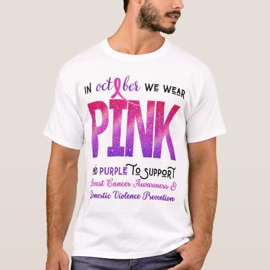 Roze voor borstkanker paarse huiselijk geweld t-shirt (Voorkant)