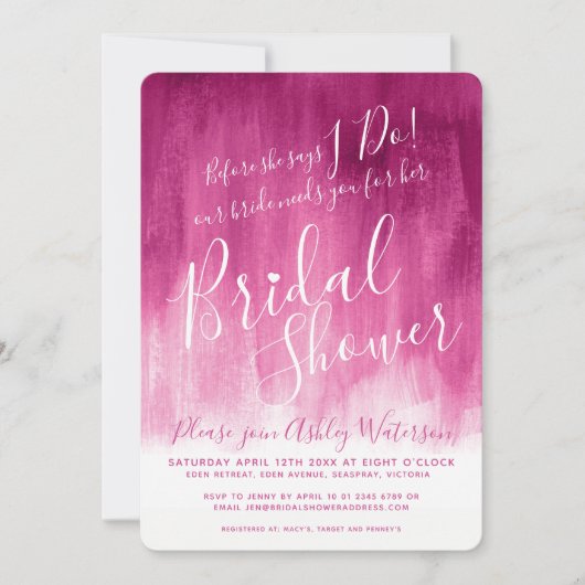 Roze voor ik een bruid doucheuitnodigingen doe kaart (Voorkant)