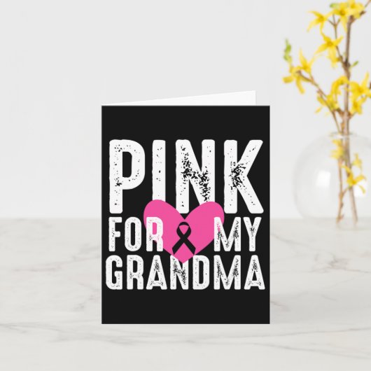 Roze voor mijn grootmoeder Borst Cancer Awareness  Kaart (Gele Bloem)