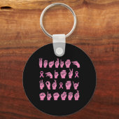 Roze voor mijn zus ASL Borstkanker Ondersteuning Sleutelhanger (Voorkant)