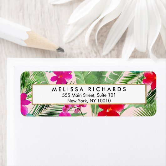 Roze voor Tropische Waterverf Afdrukontwerper Roze Etiket (Insitu)