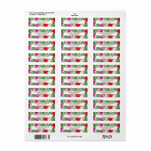 Roze voor Tropische Waterverf Afdrukontwerper Roze Etiket (Full Sheet)