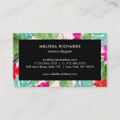 Roze voor Tropische Waterverf Afdrukontwerper Roze Visitekaartje (Achterkant)