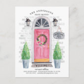 Roze vooraankondiging van het verplaatsen van de d aankondigingskaart (Voorkant)