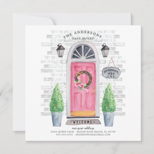 Roze vooraankondiging van het verplaatsen van de d kaart (Voorkant)