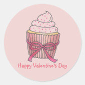 Roze voorgebakken cupcake Valentijnsdag Cupcakes L Ronde Sticker (Voorkant)