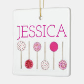 Roze voorgevulde Poppen Baker Foodie Keramisch Ornament (Links)