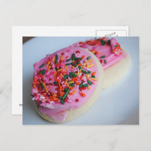 Roze voorgevulde verzendkaart briefkaart (Voorkant / Achterkant)