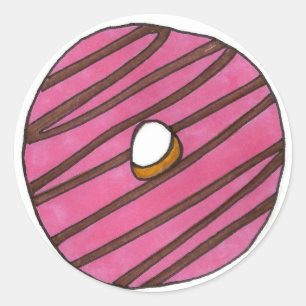 Roze voorgevuurde Donut Breakfast Junk Food Doughn Ronde Sticker