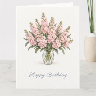 Roze Voorjaarsbloemen Verjaardag Kaart