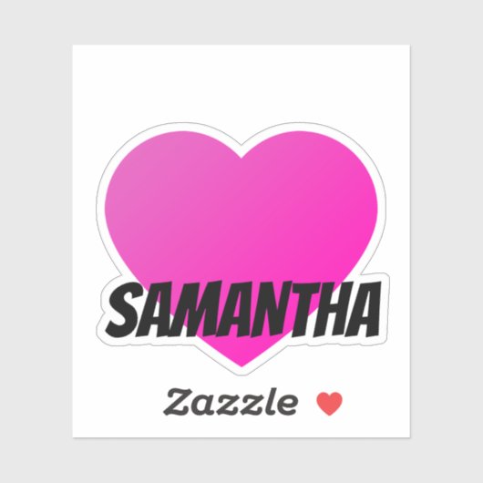 Roze voornaam hart met zwarte Sticker (Vel)