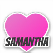 Roze voornaam hart met zwarte Sticker (Voorkant)