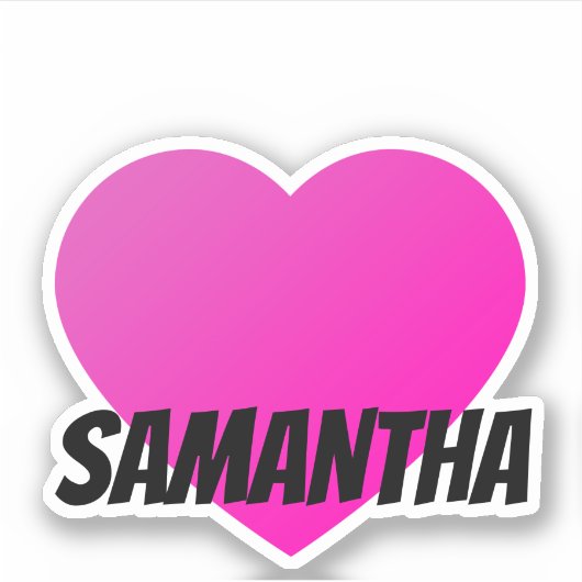 Roze voornaam hart met zwarte Sticker (Voorkant)