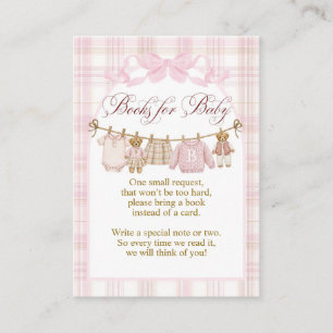 Roze Voorname Teddydbeer Meisje Baby Shower boeken Informatiekaartje