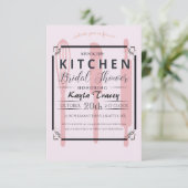Roze voorraad van de Keukenbridale Douaneuitnodigi Kaart (Staand voorkant)