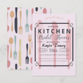 Roze voorraad van de Keukenbridale Douaneuitnodigi Kaart (Voorkant / Achterkant)