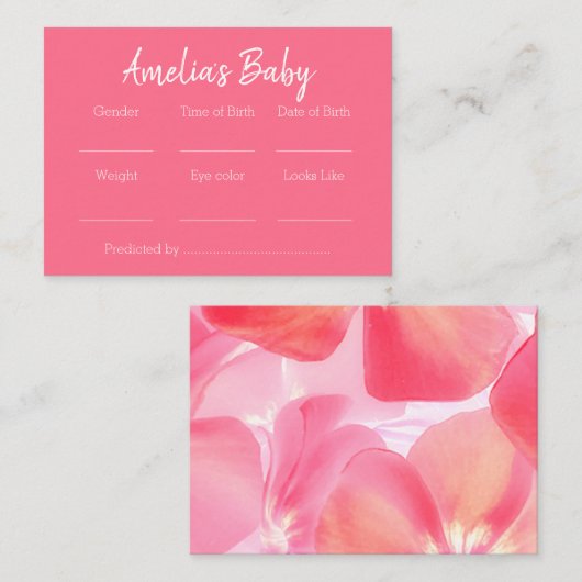 Roze voorspelling Baby shower Informatiekaartje (Voorkant / Achterkant)