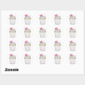 Roze voorste hartsom Cupcake Stickers (Vel)