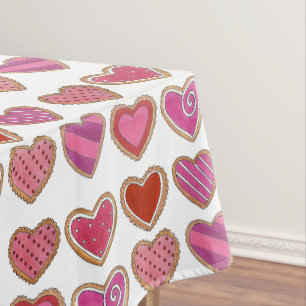Roze voorste Valentijnsdag van de Koekjesliefde va Tafelkleed