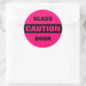 Roze Voorzichtig Glazen Deurteken Ronde Sticker (Tas)