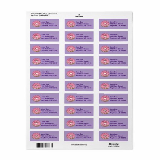 Roze voorzijde Donut Doughnut Sprinkles Breakfast Etiket (Full Sheet)