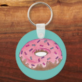 Roze voorzijde Donut Doughnut w/Sprinkles Sleutelhanger (Voorkant)
