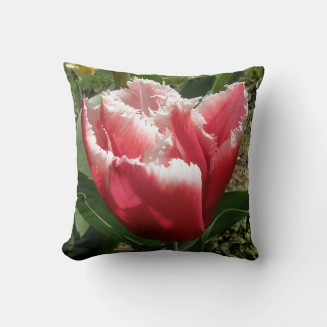 Roze voorzijde Tulip Pillow Kussen (Voorkant)