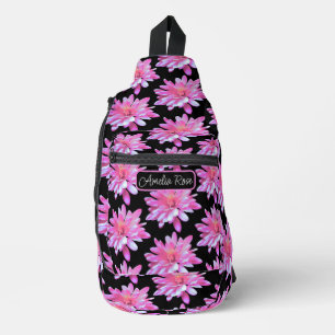 Roze vormig patroon, bloempatroon sling bag
