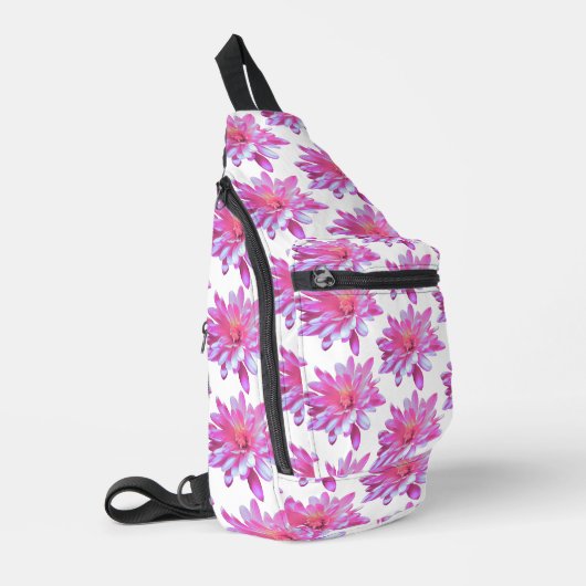 Roze vormig patroon,  bloempatroon sling bag (Linkerhoek)