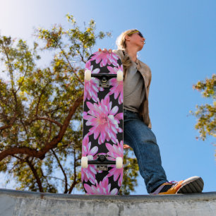 Roze vormig patroon, roze bloemen persoonlijk skateboard