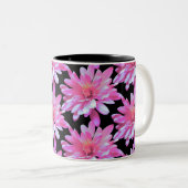 Roze vormig patroon, roze bloemen tweekleurige koffiemok (Voorkant rechts)