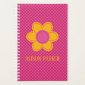 Roze vormig patroon stikt gele bloemnaam planner (Voorkant)