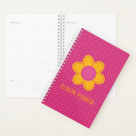 Roze vormig patroon stikt gele bloemnaam planner