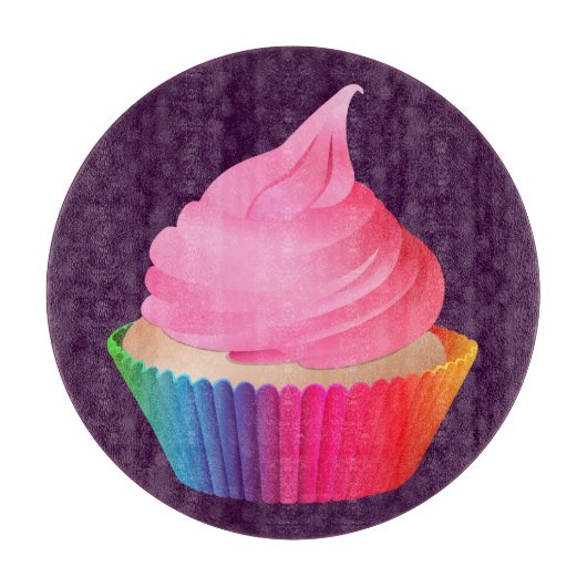 Roze vorst Rainbow Vanilla Party Cupcake Snijplank (Voorkant)
