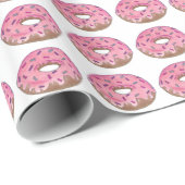 Roze vorste aardbei Donut Doughnut Sprinkles Cadeaupapier (Rol Hoek)