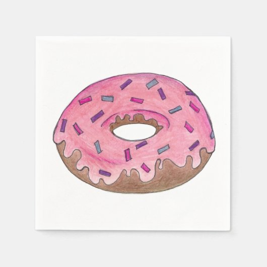 Roze vorste Donut Doughnut w/Sprinkles Napkin Servet (Voorkant)