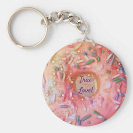 Roze vorste regenboogsprinken Donut Love Sleutelhanger