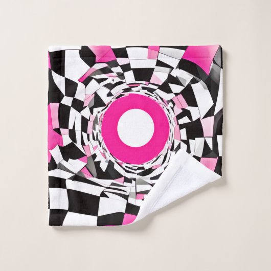 Roze vortex: een geruite afdaling bad handdoek (Wasdoekje)