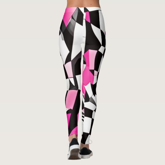 Roze vortex: een geruite afdaling leggings (Achterkant)