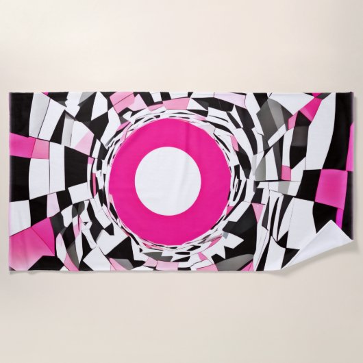 Roze vortex: een geruite afdaling strandlaken (Voorkant)