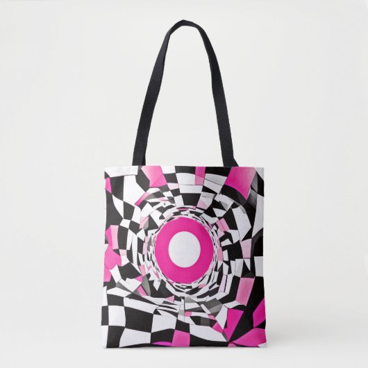 Roze vortex: een geruite afdaling tote bag (Voorkant)