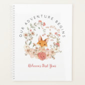 Roze Vos Bloemen 1e Jaar Meisje Baby Boek Planner (Voorkant)