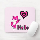 Roze vos met hart muismat (Met muis)