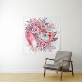 Roze Vos Waterverf Floral Art Wandkleed (In Situ (horizontaal))