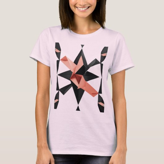 Roze Vouw Fusie T-shirt (Voorkant)