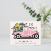  roze vrachtwagen aankondigingskaart (Staand voorkant)