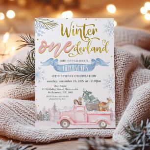 Roze Vrachtwagen Banner Winter Onederland 1e verja Kaart