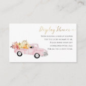  Roze Vrachtwagen Display Douche Herfst Baby showe Informatiekaartje (Voorkant)