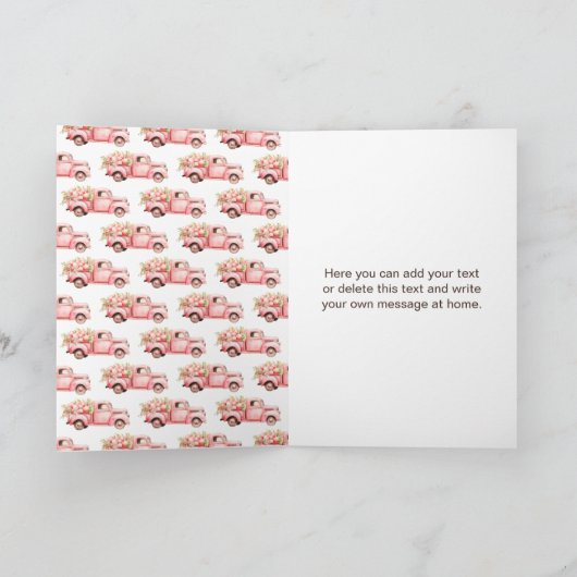 Roze Vrachtwagen Easter Egg Hunt Bedankkaart (Binnen)